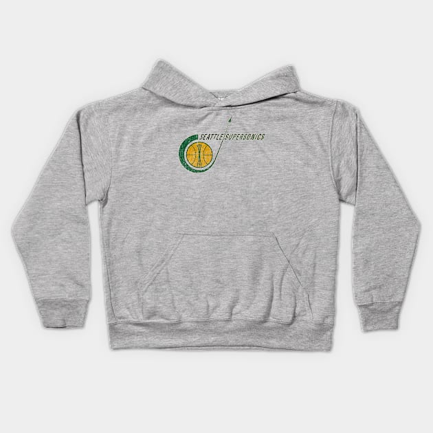 Seattle SuperSonics 60s Vintage Kids Hoodie by Thrift Haven505